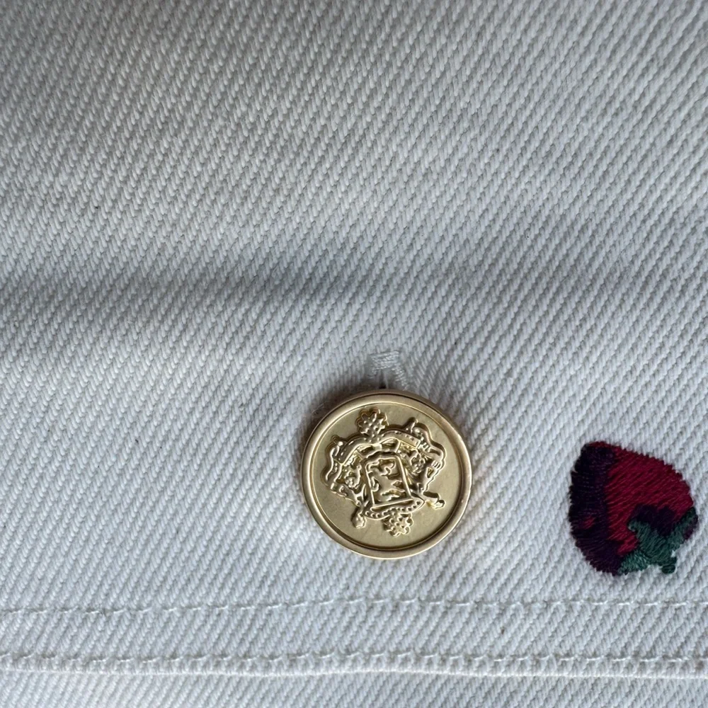 J. Crew White Denim Shorts with Red Strawberry Print - Picture 3 of 5